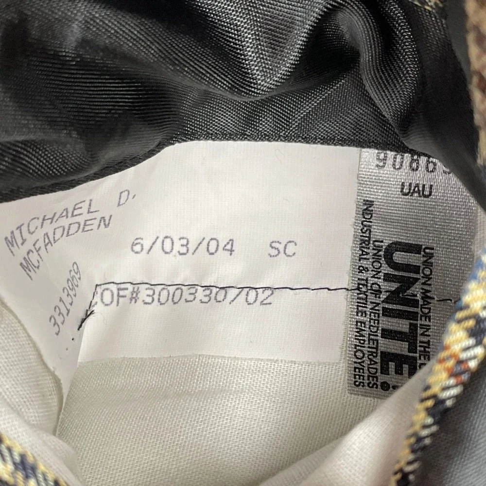 Tom James Sport Coat Mens 44 Multi Innocenti Oro Hand Tailored Check Blazer